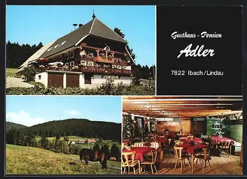 AK Ibach /Lindau, Gasthaus-Pension Adler mit Innenansicht