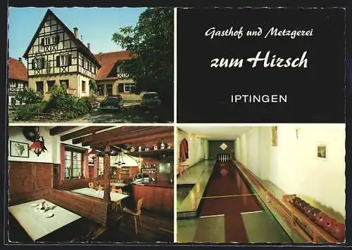 AK Iptingen /Vaihingen, Gasthof und Metzgerei zum Hirsch, Bes. H. Schlag