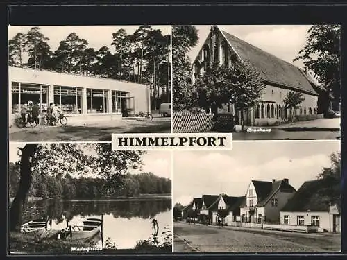 AK Himmelpfort, Strassenpartie, Konsum-Lebensmittelmarkt, am See