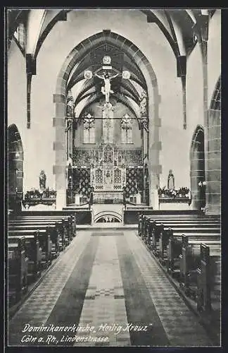 AK Cöln a. Rh., Stolkgasse, Dominikanerkirche Heilig Kreuz, Blick zum Altar