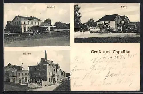 AK Capellen / Erft, Brauerei, Bahnhof, Mühle