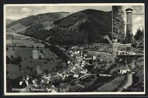 AK Atzenbach i. Wiesental, Blick auf den Ort und die Hohe Möhr