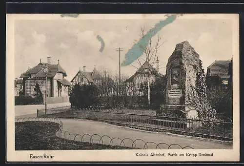 AK Essen-Altenhof, Strassenpartie am Krupp-Denkmal