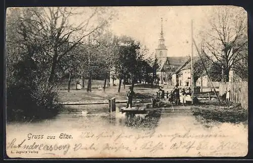 AK Elze / Esbeck, Ortspartie mit Kirche