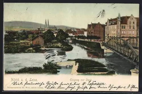 AK Alfeld a. d. Leine, Eingang zur Stadt mit Kirche