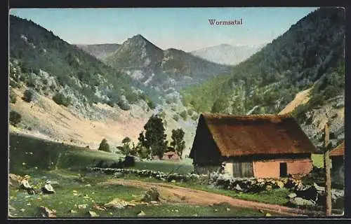 AK Wormsatal, Hütte mit Berglandschaft