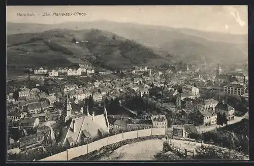 AK Markirch, Blick vom Berg auf die Stadt