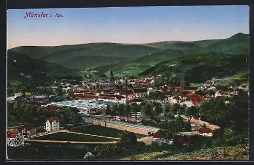 AK Münster, Ortsansicht mit Bergen