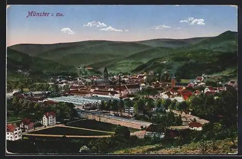 AK Münster, Ortsansicht mit Bergen