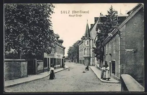 AK Sulz /Ober-Elsass, Hauptstrasse Ecke Mühlgasse