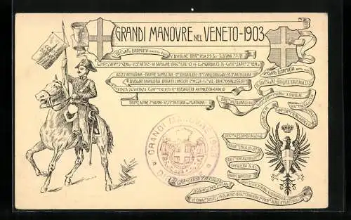 AK Grandi Manovre nel Veneto 1903, Berittener Soldat mit Wappen