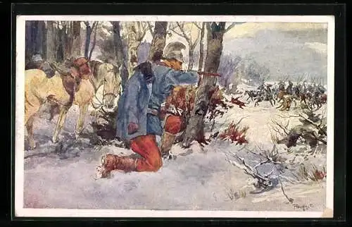 AK Rotes Kreuz Nr. 353: Dragoner Rubienjak im Schnee