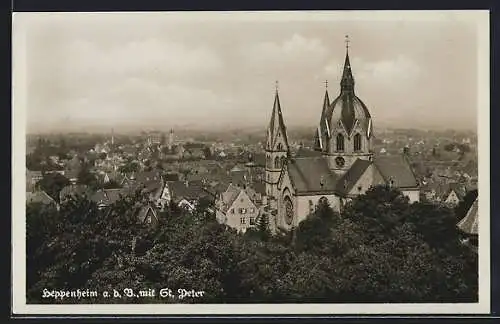 AK Heppenheim a. d. B., Stadtansicht mit St. Peter