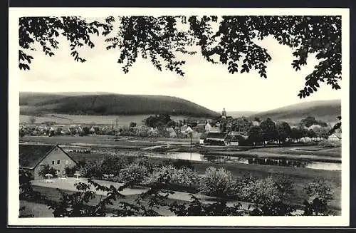 AK Lippoldsberg /Weser, Ortsansicht mit Flusspartie