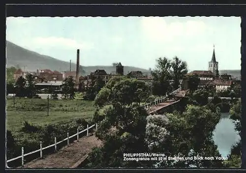 AK Philippsthal / Werra, Zonengrenze mit 10 m Streifen und Blick nach Vaana