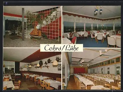 AK Grünendeich-Lühe-Borstel, Vier Innenansichten vom Hotel-Restaurant Fährhaus Cohrs /Lühe