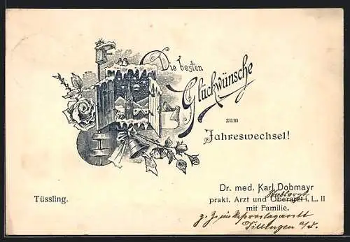 AK Tüssling, Neujahrskarte des Dr. med. Karl Dobmayr