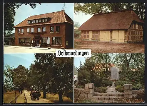 AK Volkwardingen, Gasthaus Volkwardinger Hof, Kriegerdenkmal, Bauernhaus