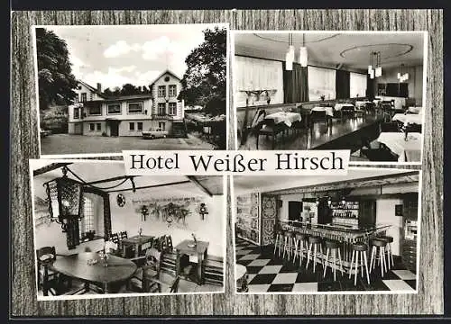 AK Bad Karlshafen, Ansicht vom Hotel Weisser Hirsch mit Innenansichten