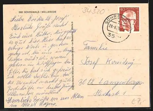 AK Wellerode /Kassel, Flusspartie, Kirche und Ortsansicht