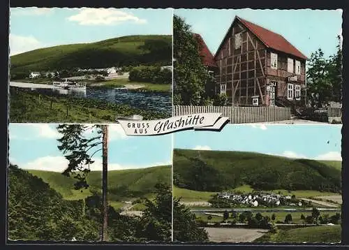 AK Glashütte / Weser, Ortspanorama, am Gasthaus Allrutz