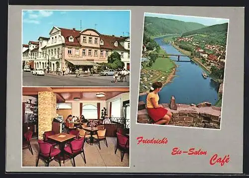 AK Karlshafen /Weser, Friedrich`s Eis-Salon Café, Hafenplatz 1