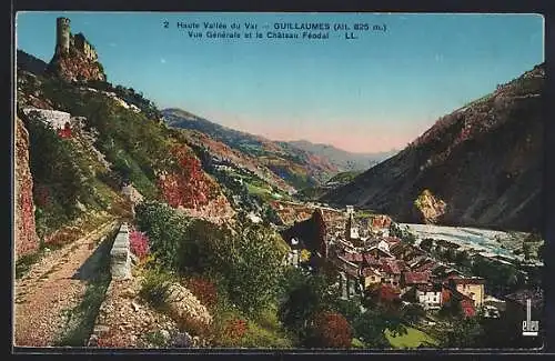 AK Guillaumes, Haute Vallée du Var, Vue Générale et le Château Féodal