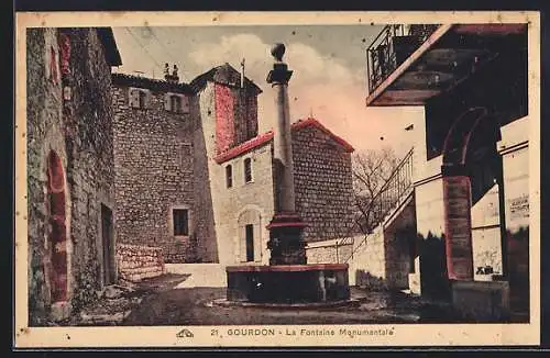 AK Gourdon, La Fontaine Monumentale