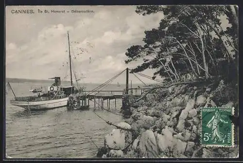 AK Cannes, Île St. Honorat, Débarcadère