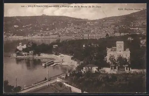 AK Villefranche-sur-Mer, Vue prise de la Route de St-Jean