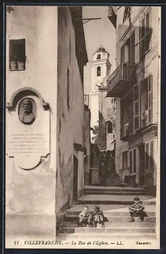 AK Villefranche, La Rue de l`Eglise