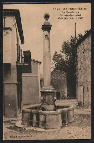 AK Gourdon /A.-M., La Fontaine Excursion aux Gorges du Loup