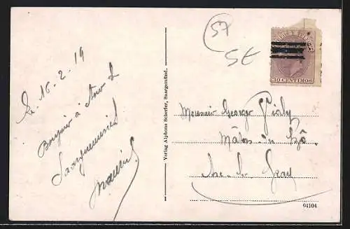 AK Saargemünd /Lothringen, Anblick des Marktplatzes, Reklame an Hauswand