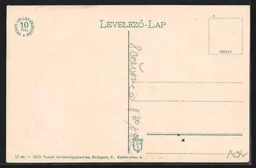 AK Szolnok, Városi szinház, Ansicht im Abendlicht