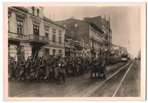 Fotografie 1.WK, J.H. Hennings & Co. Hamburg, Deutsche Truppen auf dem Vormarsch