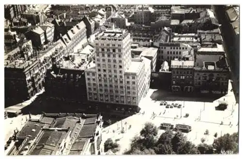 Fotografie Junkers Luftbild-Zentrale Leipzig, Flughafen Mockau, Ansicht Leipzig, Augustusplatz, Fliegeraufnahme