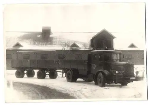 Fotografie Albert Cusian, Hamburg, Lastwagen, LKW-Gliederzug der Kohlenhandlung Max H. J. Resch, Grindelberg 82