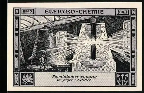 Notgeld Bitterfeld, 1921, 75 Pfennig, Aluminiumerzeugung pro Jahr 5000t, Gutschein der Stadt Bitterfeld