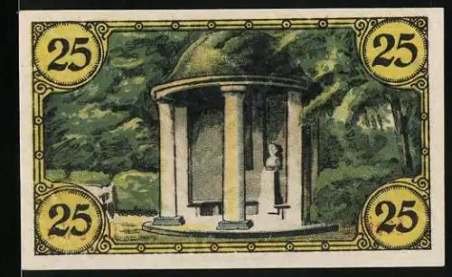 Notgeld Glogau 1920, 25 Pfennig, Pavillon, Bauer, Druckerei