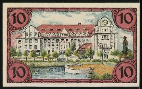 Notgeld Glogau, 1920, 10 Pfennig, Serie V mit Stadtansicht und Arbeiterszenen, gültig bis 31. Dezember 1920