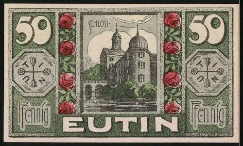 Notgeld Eutin, 1920, 50 Pfennig, Schloss Eutin mit Rosenornamenten