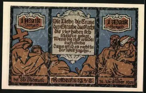 Notgeld Rothenburg ob der Tauber, 1921, 1 Mark, Stadtansichten und allegorische Darstellungen