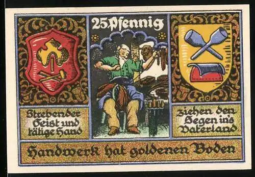 Notgeld Stolzenau, 1921, 25 Pfennig, Handwerk hat goldenen Boden, Kreis Handwerkerbund