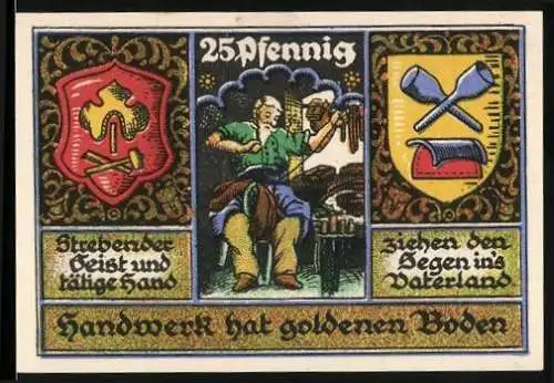 Notgeld Stolzenau, 1921, 25 Pfennig, Handwerk hat goldenen Boden, Kreishandwerkerbund Osterode am Harz