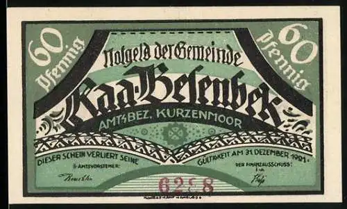 Notgeld Raa-Besenbek 1921, 60 Pfennig, Gemeinde- und Landwirtschaftsmotive