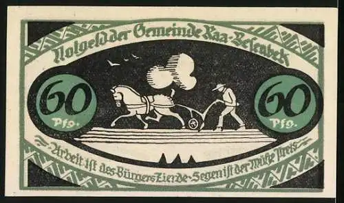 Notgeld Raa-Besenbek 1921, 60 Pfennig, Gemeinde- und Landwirtschaftsmotive