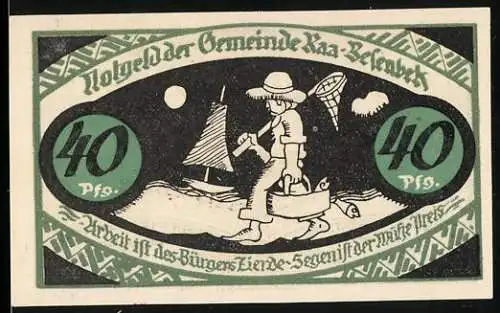 Notgeld Raa-Besenbek, 1921, 40 Pfennig, Arbeit ist des Bürgers Zierde - Segen ist der Mühe Preis