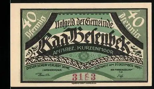 Notgeld Raa-Besenbek 1921, 40 Pfennig, Gültigkeit bis 31. Dezember 1921, Fischer mit Boot und Netz