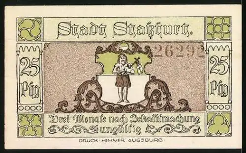 Notgeld Stassfurt 1921, 25 Pfennig, Wiege des Kali-Bergbaues und Stadt Stassfurt