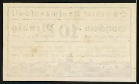 Notgeld Schwedt 1922, 10 Pfennig, Schwedter Kaufmannschaft, Stadtansicht, Gültig bis 1.7.1922, Stadtansicht